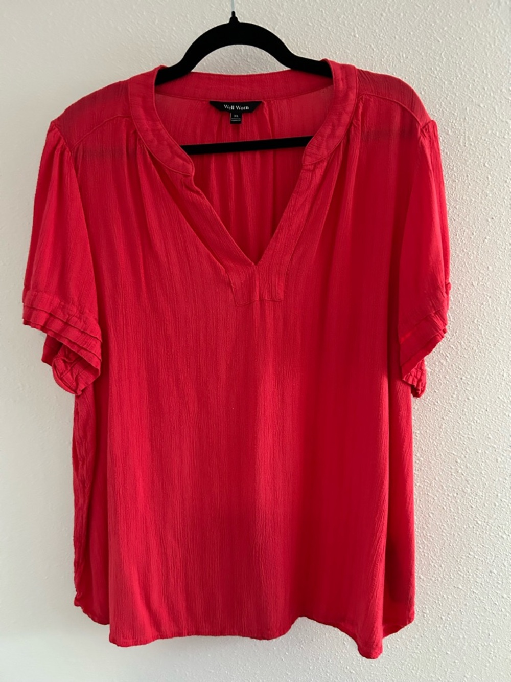 Well Worn Pink V-Neck Short Sleeve Tunic Top
